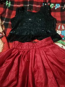 Festive Red &amp; Black Girls&#39; Outfit