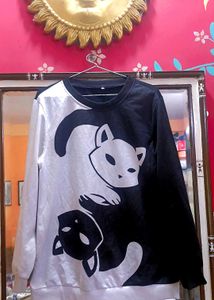 Unique Black &amp; White Cat Sweatshirt