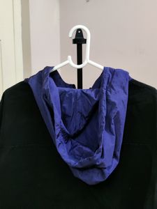 Imported black and purple color block anorak hooded sweatshirt