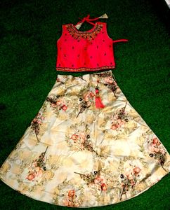 Girls&#39; Floral Lehenga Choli Set