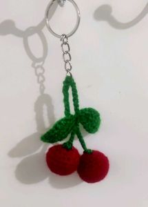 Crochet Cherry Keychain,🍒