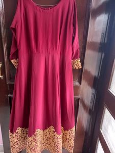 heavy design maroon suit (gown) with dupatta
