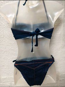 Fresh Unused 3 Piece Denim Bikini Set