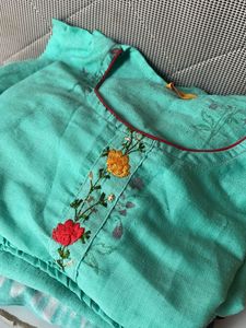 Sky Blue Embroidered Kurta Set