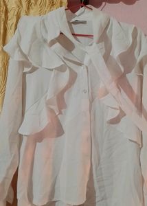 Formal Top With Ruffle And Button Up