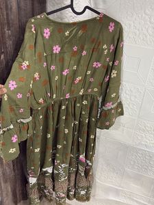 Olive green a line dress