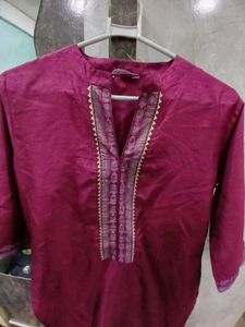 Maroon Embroidered Kurti