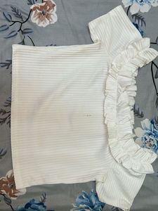 Ruffled White Crop Top