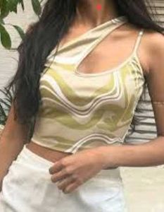 Asymmetrical Patterned Crop Top