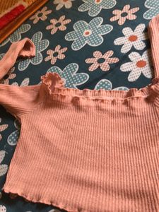 Women Peach Crop Top