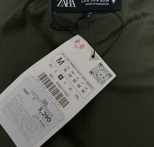 Zara Khaki Strapless Denim Dress