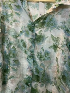 Polyester Green Floral Shirt Women