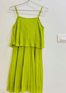 Sassafras Lime Green Pleated A Line Dress