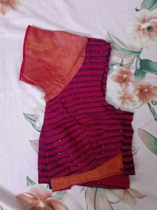 Elegant Navy Blue Saree with Sequin Detailing