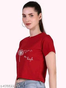 Red Graphic Print Crop Top(NEW)