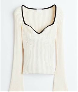 H&M Cream Knit Sweetheart Top