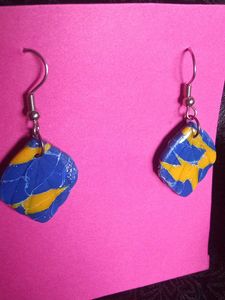 Blue &amp; Yellow Dangle Earrings