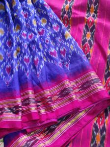 Violet And Pink Ikkat Silk Saree