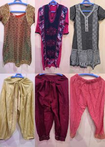 Set Of 6 Kurtis, Patialas, Pant Suit And Anarkali