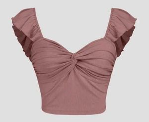 Cute Ruffle Sleeve Crop Top