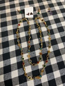 beautiful multi colour chain with 3 ear tops