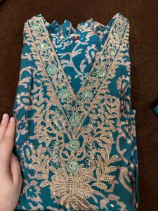 Muslin Heavy Yoke Kurta With Pants