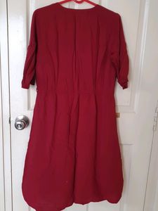 Maroon Midi Cotton Dress