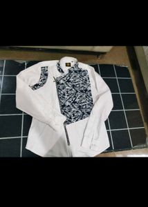Stylish White &amp; Patterned Shirt
