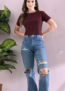 Ribbed Knit Top - Burgundy