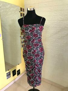 Floral Mesh Midi Dress