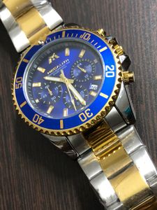 Megalith Men&#39;s Blue and Gold Chronograph Watch