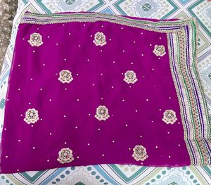 Gotta Patti Silk Saree With Readymade Blouse