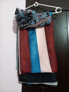 Muslin Ajrak Printed Pallu Saree