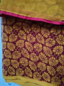 Mustard Yellow Crepe Soft Saree With Blouse Piece