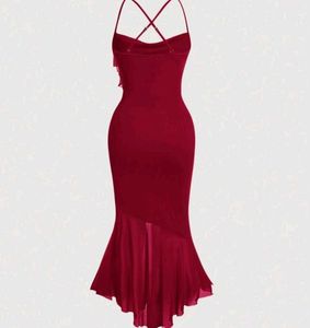 preety red crossed bodycon dress