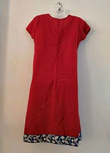 Women Red Cotton Kurti | Bust 36 | Waist 34 | Leng