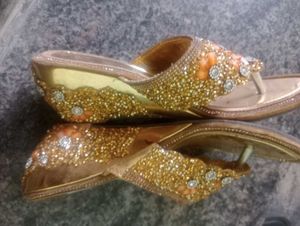 Beautiful Party Wear Golden  Colour Heel