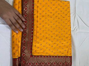 new yellow lace saree