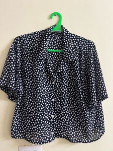 Dark Blue Top With polka Dots