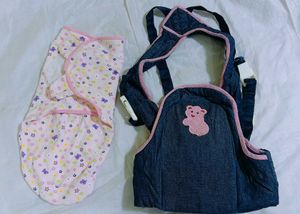 combo of Baby Swaddle Blanket and carrier