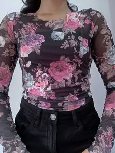 Floral Mesh Top
