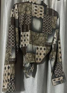 Patterned Tie-Front Top