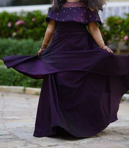 Elegant Purple Off-Shoulder Gown