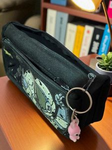 Trendy Black Pouch With Graphic Print