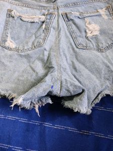 Blue Distressed Shorts