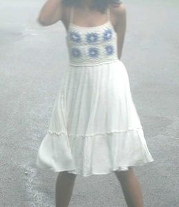 Crochet Top White And Blue Sundress