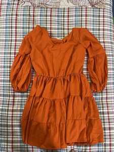 Orange Tiered Mini Dress