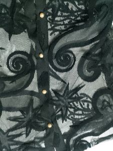 Black Netted New Never Used Shirt Top Pearl Button