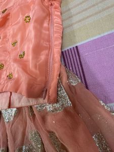 Peach &amp; Gold Lehenga Set