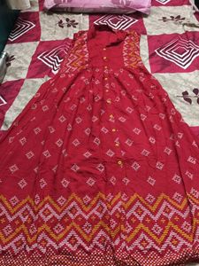 Red Printed Dress(Used 2 Times)